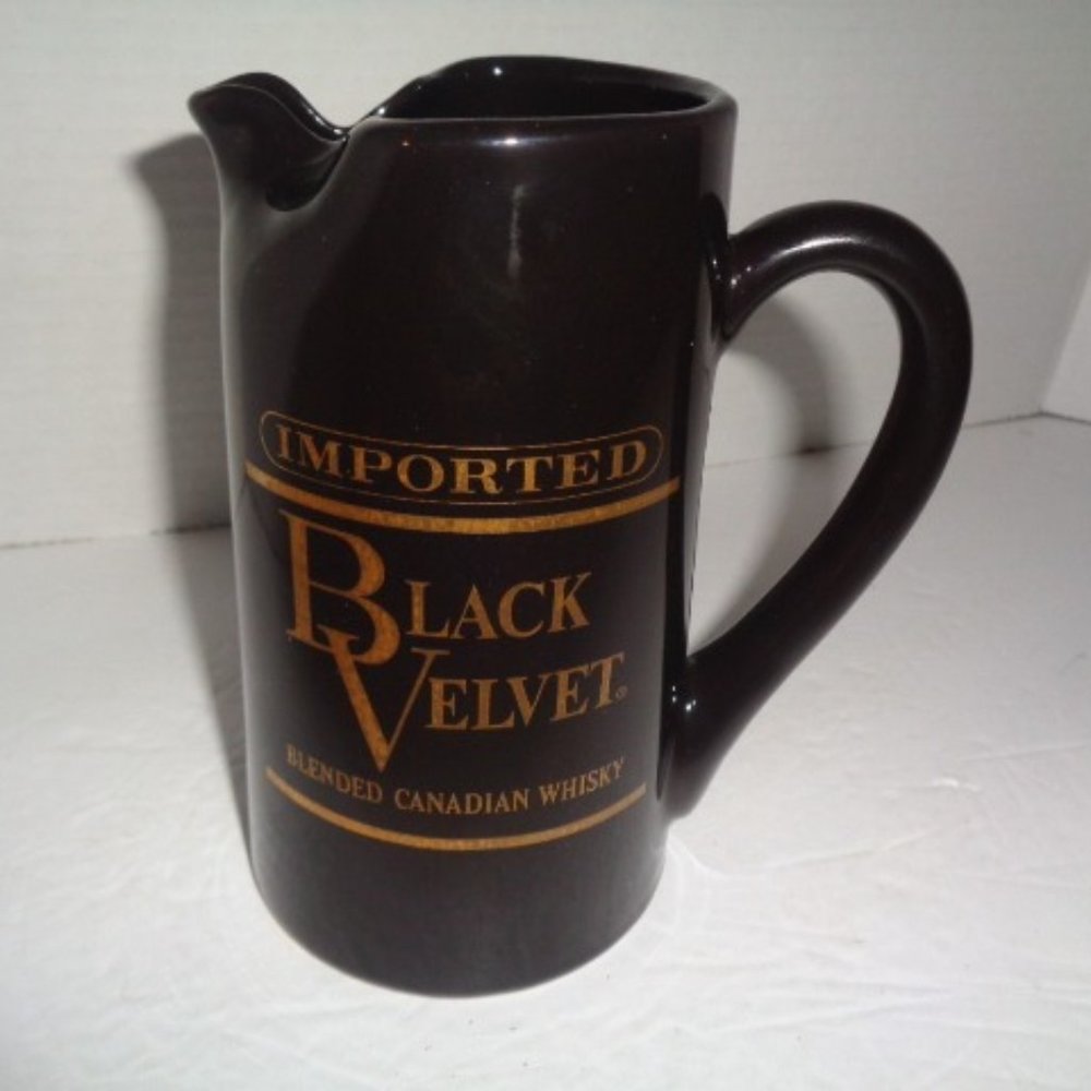 1974 Black Velvet Pub Water Pitcher, 6" Tall